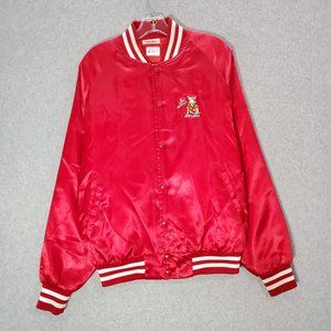 VINTAGE Bud Light Spuds MacKenzie Dog Men Varsity Jacket Large Red Made In USA‎